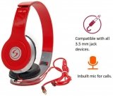 5PLUS TM01 High Quality Wired Stereo Bass 3DSound Headphones For All Smart Phones (Red) ₹199