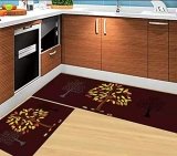 CHHIKARA Kitchen Floor Mat & Runner with Anti Skid Backing, Set of 2