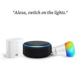 Echo Dot (Black) bundle with Echo Flex and Wipro 9W smart bulb