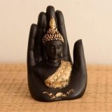 eCraftIndia Golden Handcrafted Buddha Palm Decorative Showpiece  –  18 cm(Polyresin, Gold, Black) ₹89