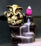 eCraftIndia Lord Ganesha Smoke Backflow Cone Incense Holder Decorative Showpiece with 10 Free Smoke Backflow Scented Cone Incenses