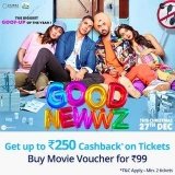 Get 100% Cashback Upto Rs. 250 on Movie Pass Purchase
