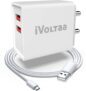 iVoltaa FuelPort 2.4 2.4 A Multiport Mobile Charger with Detachable Cable(White, Cable Included)