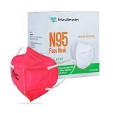 Medinain® 5 Layer Disposable CE ISO and WHOGMP Certified with Adjustable Built-in Nose Pin Anti-Pollution N95 Face Mask (Red)