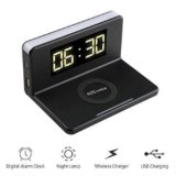 Portronics Bella 2 3 in 1 15W Magnetic Wireless Charging Station with Digital Alarm Clock, Compatible with iPhone 15/15 Plus/15 Pro/15 Pro Max, iPhone 11/12/13/14 Series, iWatches and AirPods(Black)