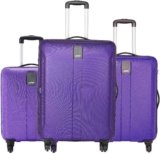 Safari Thorium Sharp Anti-Scratch Combo Set of 3 Purple Small, Medium & Large Check-in 4 Wheel Hard Suitcase