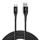 URBN Micro USB 3 Amp Fast Charging Data and Sync Cable Extra Tough Quick Charge 18W Compatible (4 Feet) 1.2M – Black